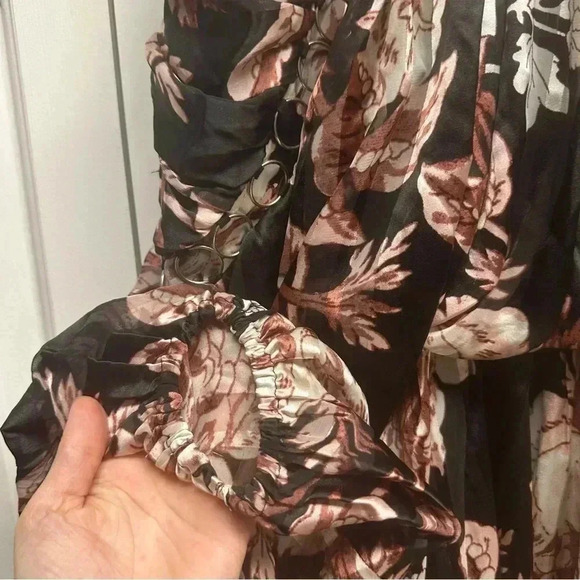 Asos Design Curve Floral Print Long Sleeve Satin Mini dress Size 14 NWOT - Picture 10 of 14